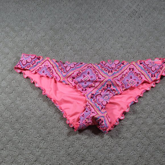 Shade & Shore Size XL Neon Pink Patterned Bikini Bottom - Picture 1 of 4